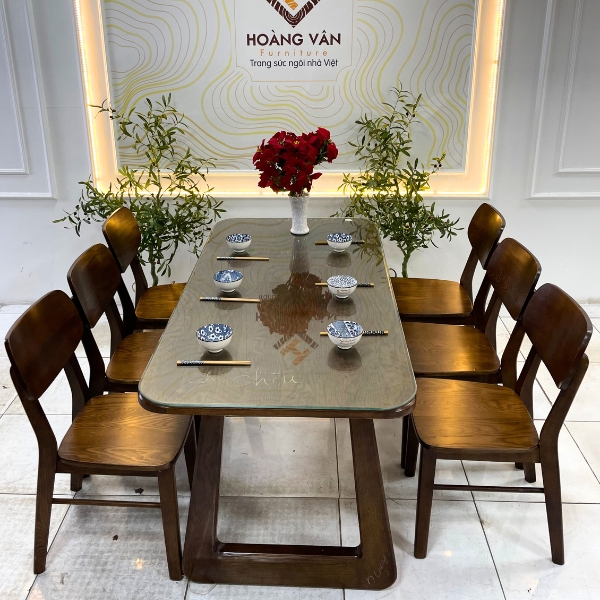 Bàn Ghế Ăn Gỗ Sồi Hiện Đại BAS6G033