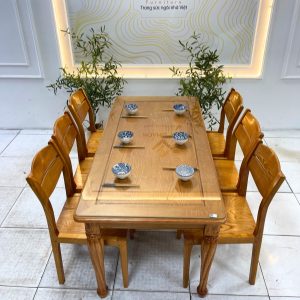 Bộ Bàn Ghế Ăn Gỗ Sồi 6 Ghế BAS6G034