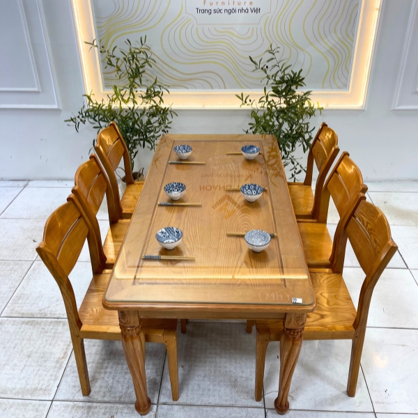 Bộ Bàn Ghế Ăn Gỗ Sồi 6 Ghế BAS6G034